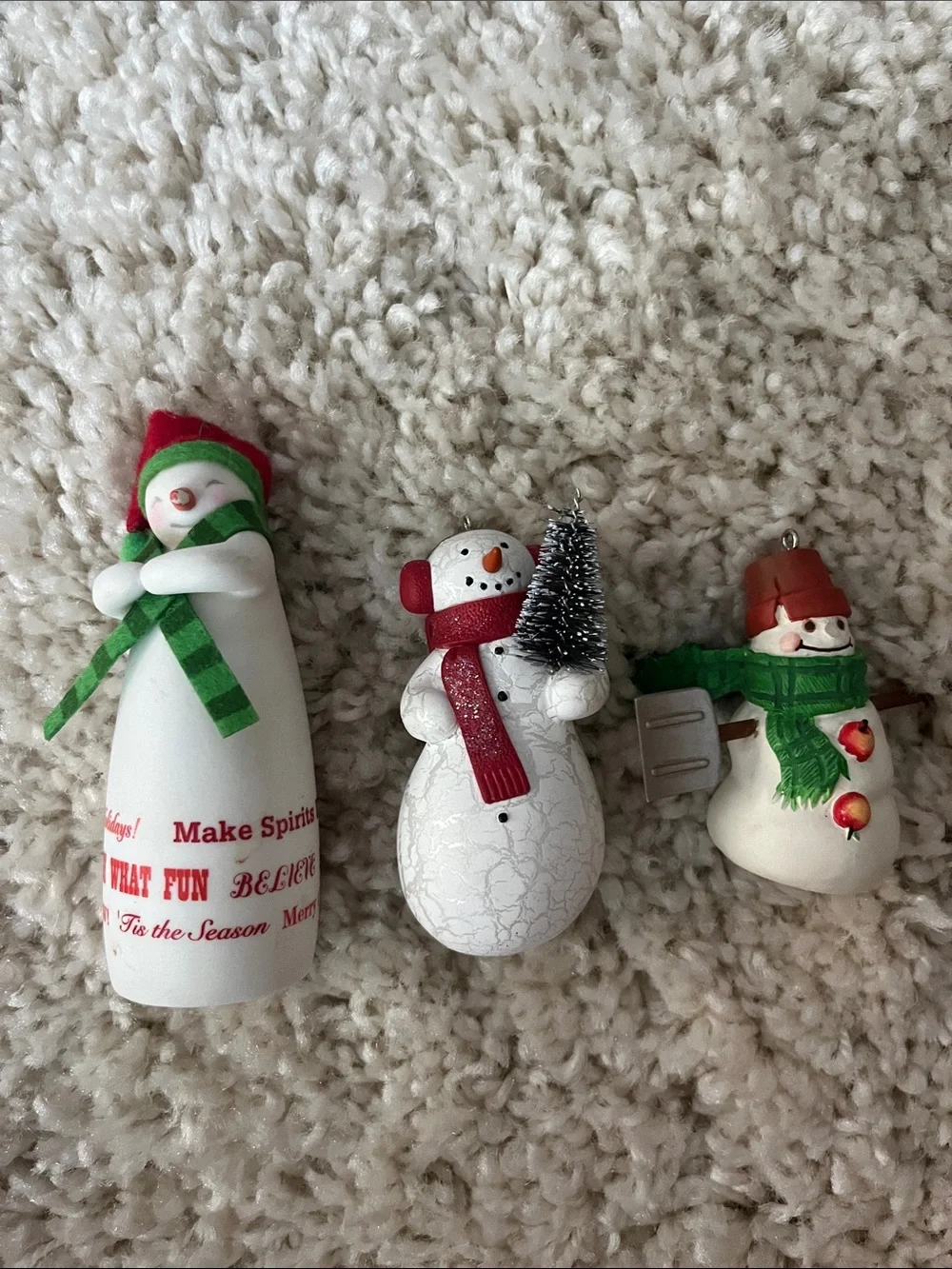 White and Red Snowman Holiday Ornaments  hallmark